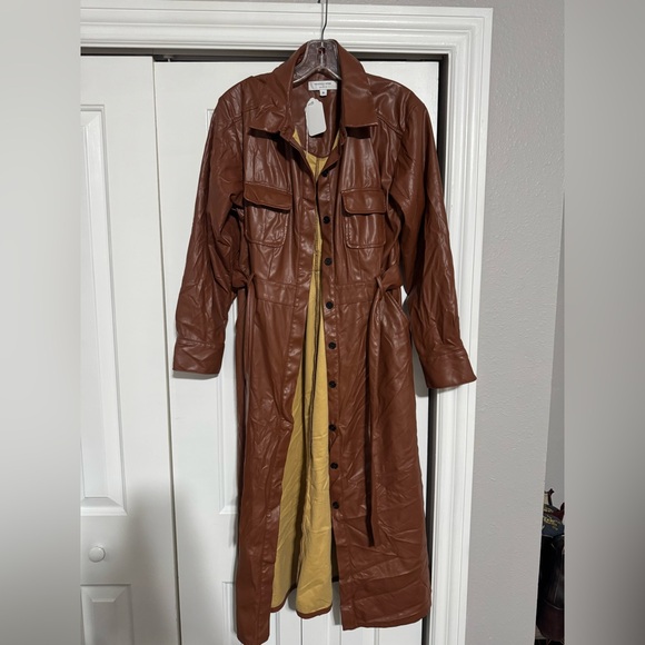 Marissa Webb Brown Faux Leather Midi Dress - Picture 3 of 5